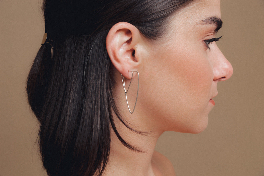 Hammered Hoops: Triangle Infinity Hoops in Gold or Silver