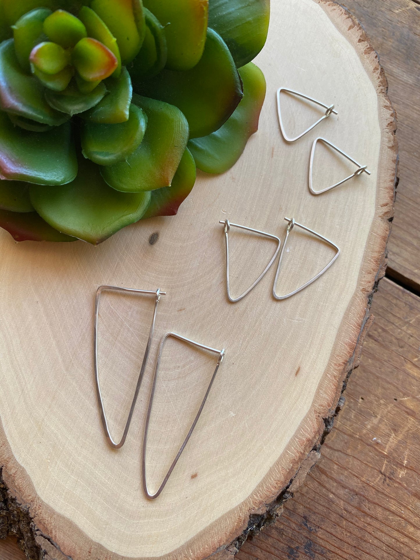Hammered Hoops: Triangle Infinity Hoops in Gold or Silver