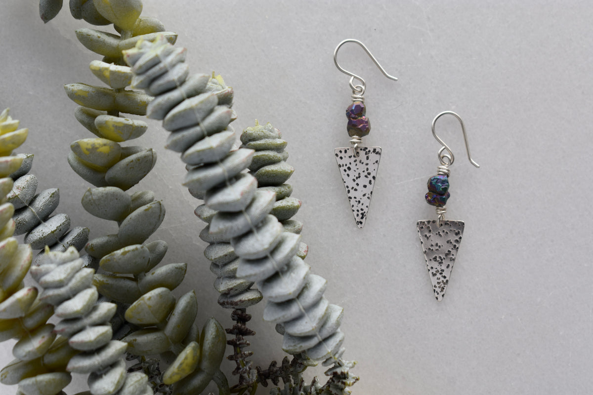 Silver Elements: Rainbow Pyrite Earrings