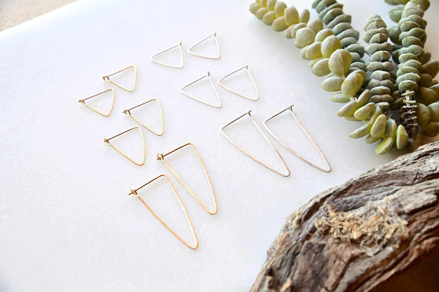 Hammered Hoops: Triangle Infinity Hoops in Gold or Silver
