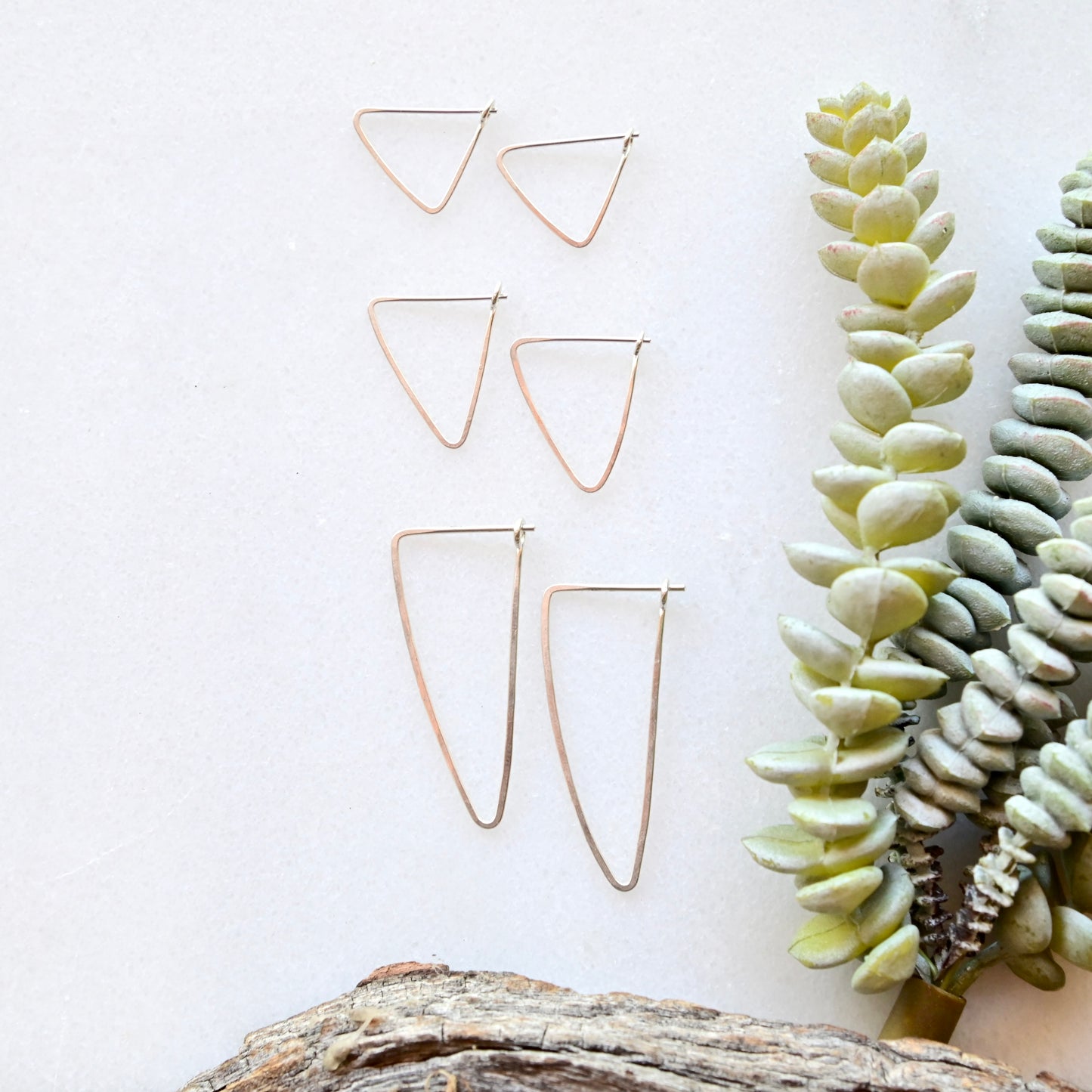Hammered Hoops: Triangle Infinity Hoops in Gold or Silver