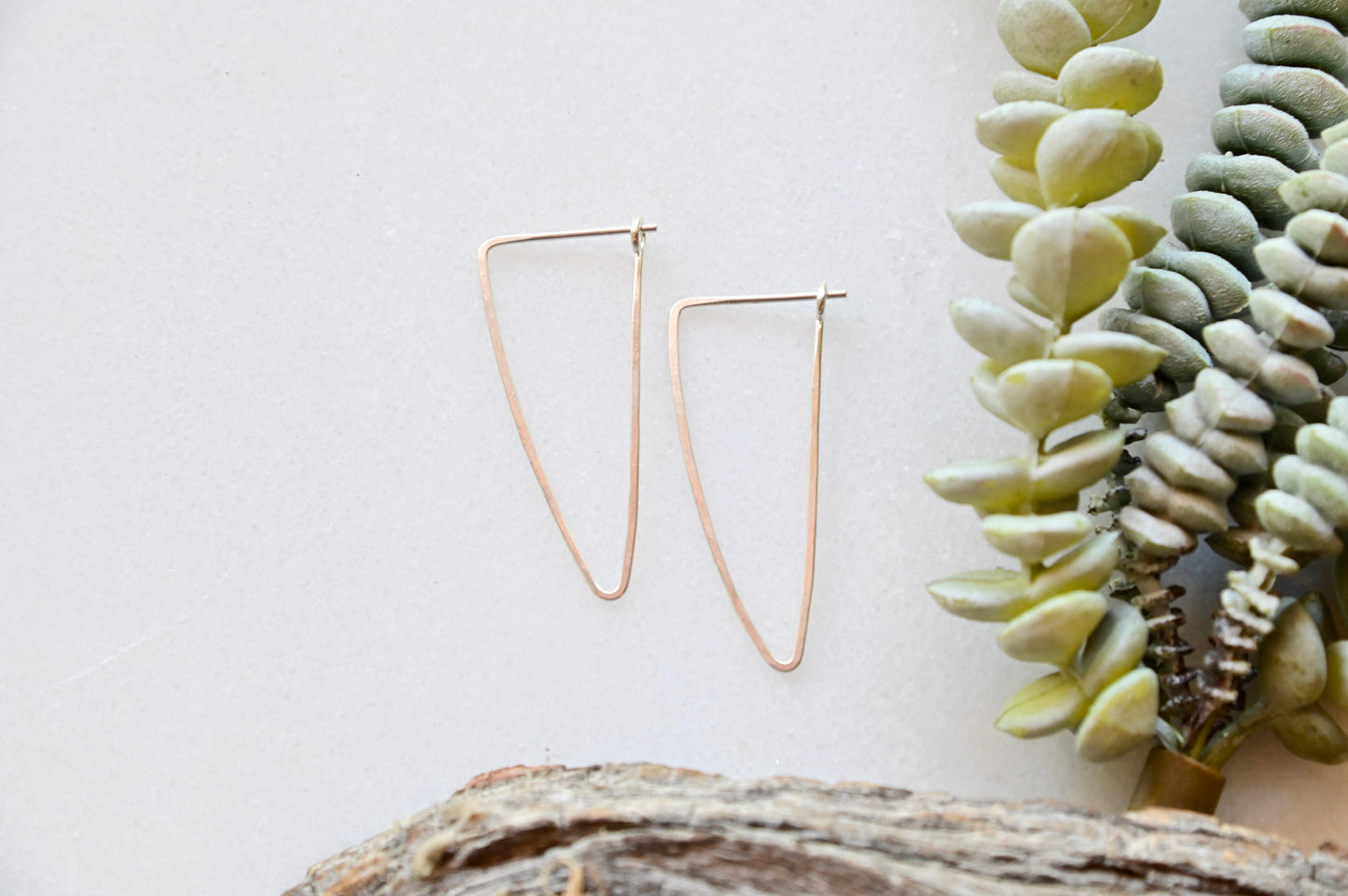 Hammered Hoops: Triangle Infinity Hoops in Gold or Silver