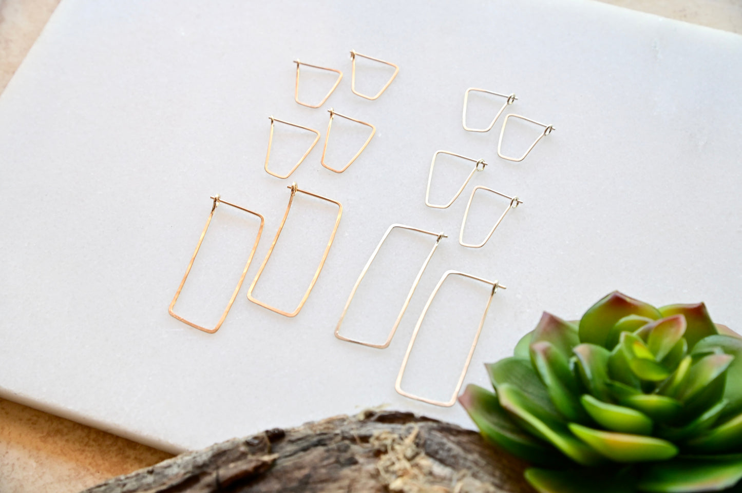 Hammered Hoops: Square Infinity Hoops in Gold or Silver