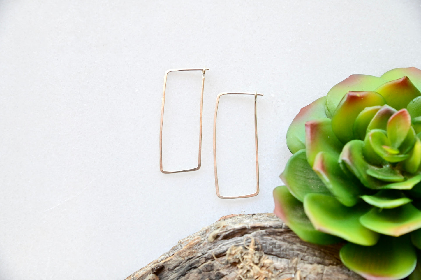 Hammered Hoops: Square Infinity Hoops in Gold or Silver