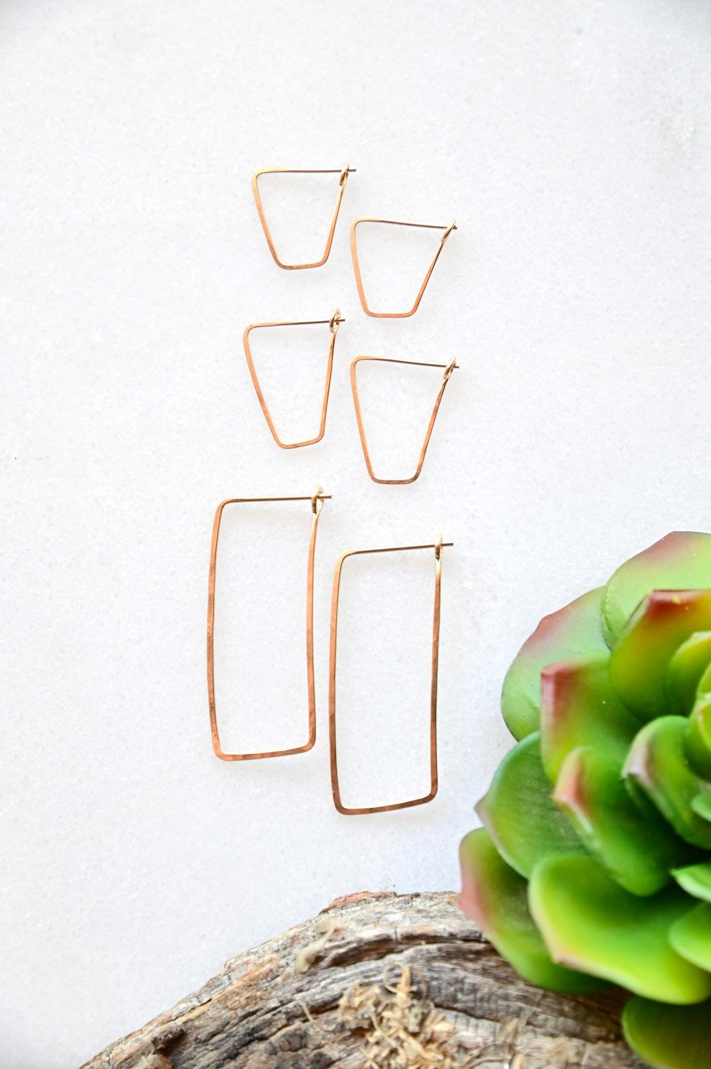 Hammered Hoops: Square Infinity Hoops in Gold or Silver