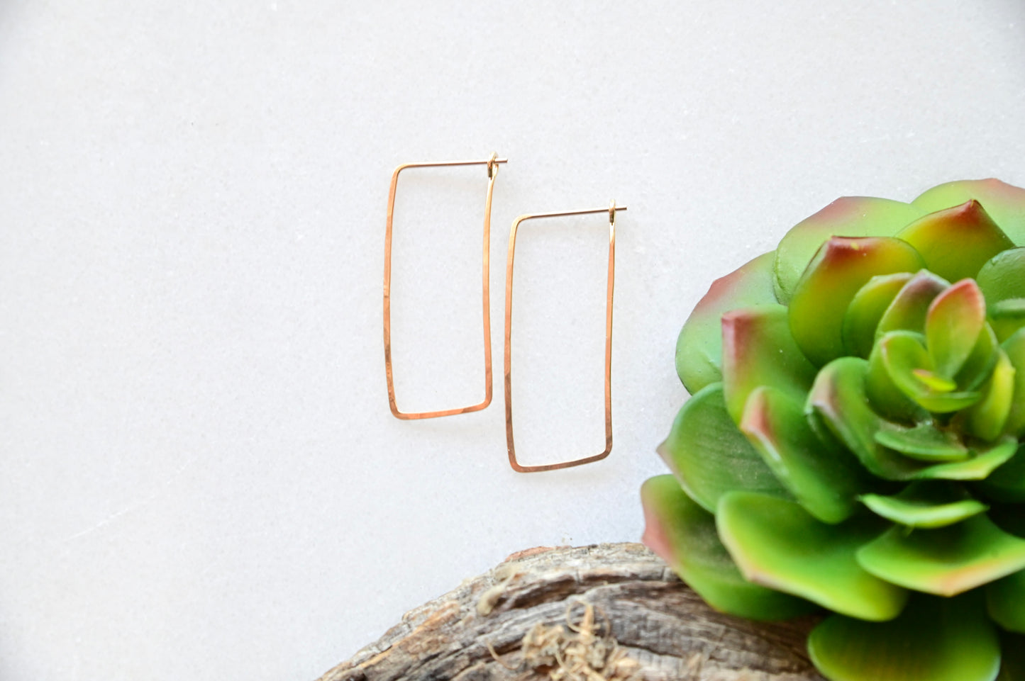 Hammered Hoops: Square Infinity Hoops in Gold or Silver