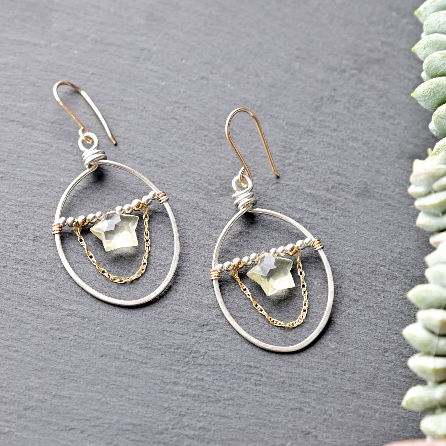Hammered Hoops: Cubic Zirconia + Silver