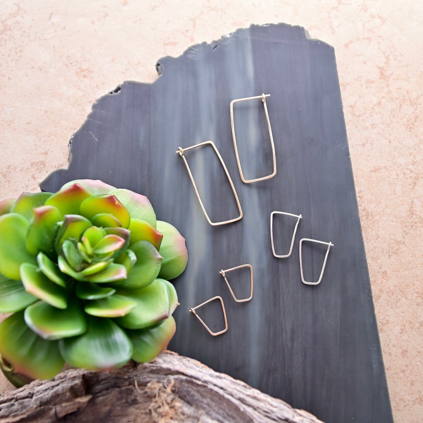 Hammered Hoops: Square Infinity Hoops in Gold or Silver