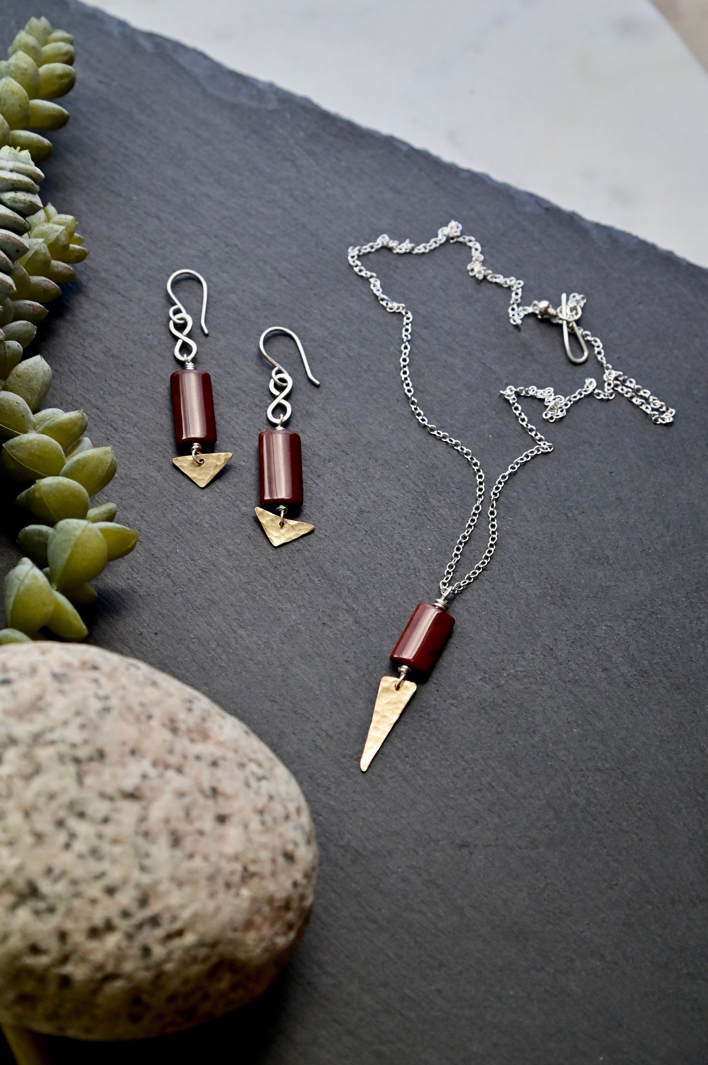 Gold Essentials: Red Jasper Earrings