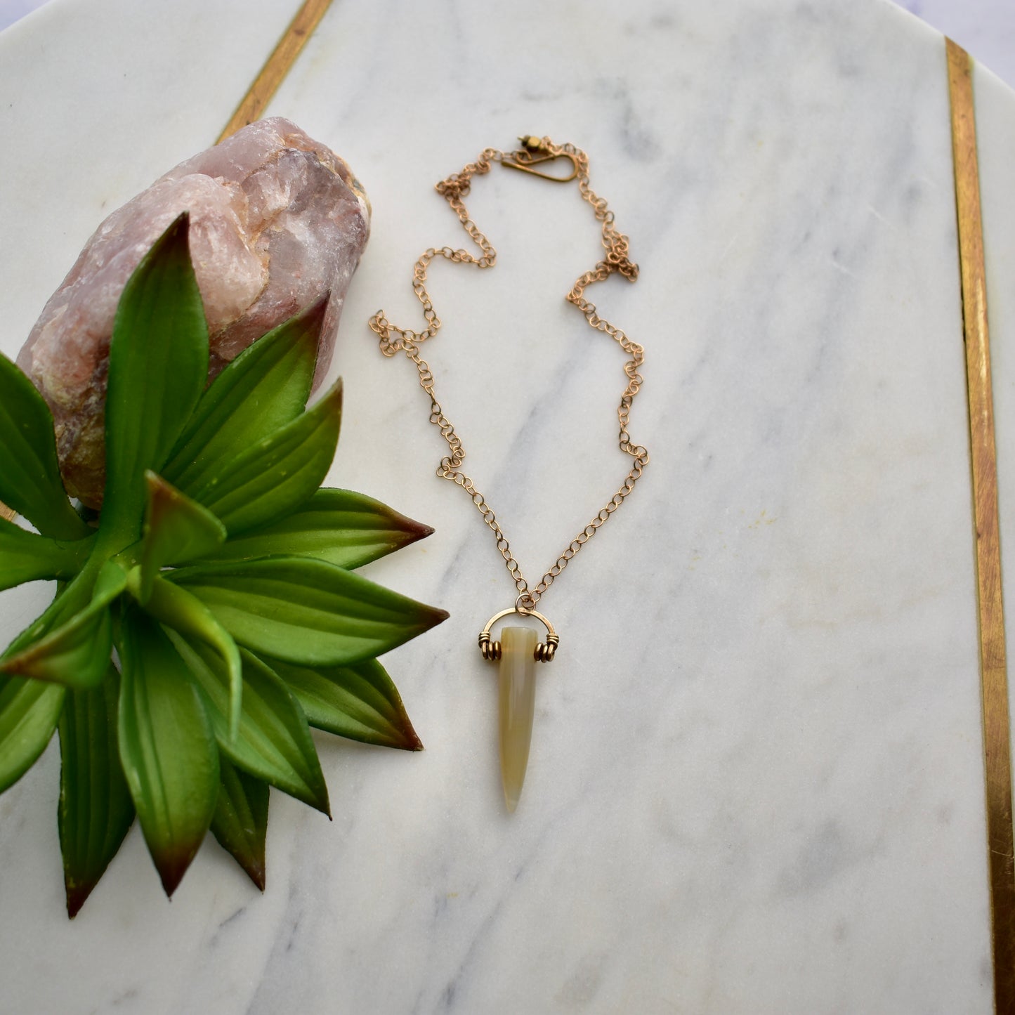 Hammered Hoops: Agate Point Necklaces