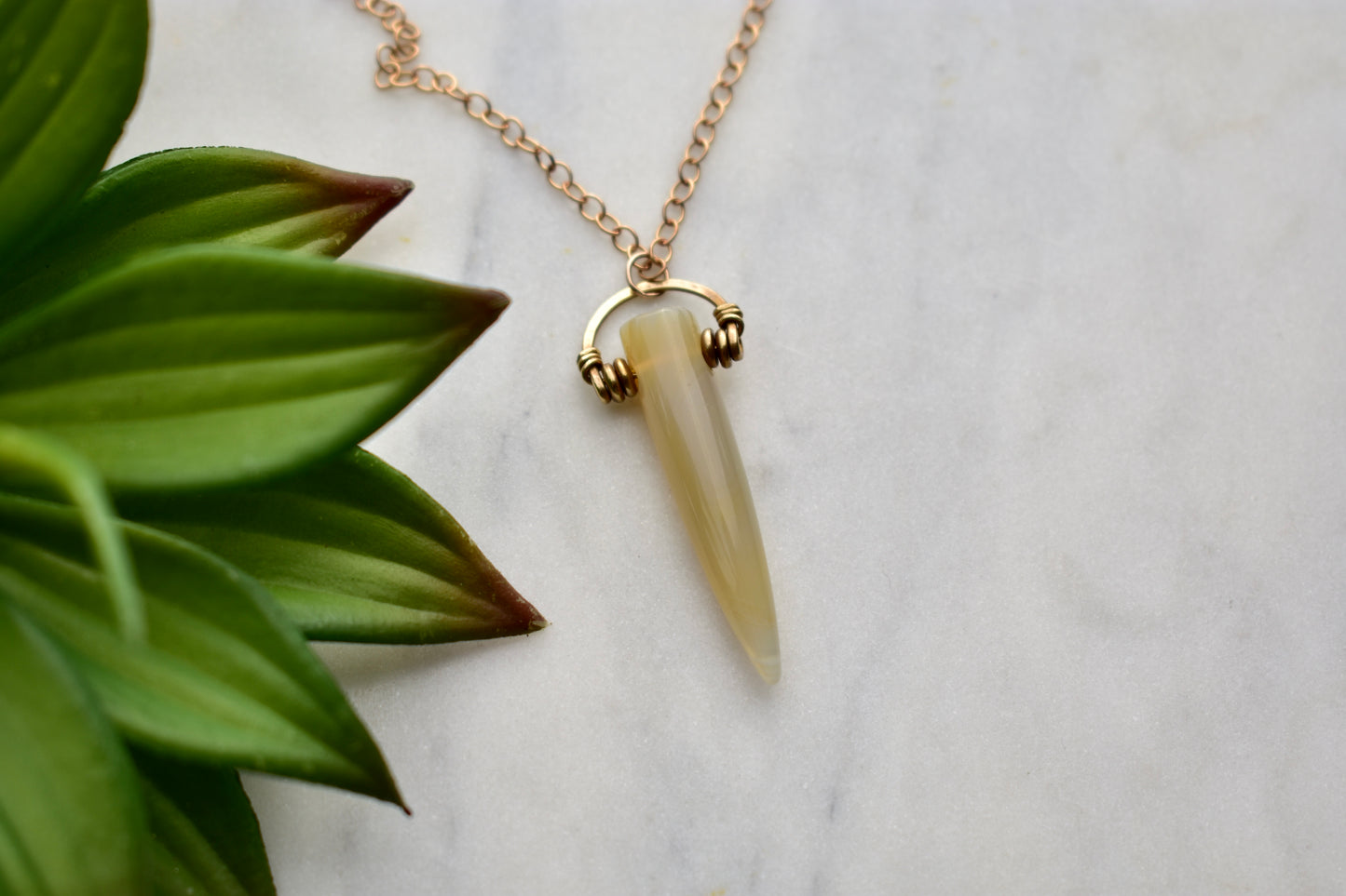 Hammered Hoops: Agate Point Necklaces