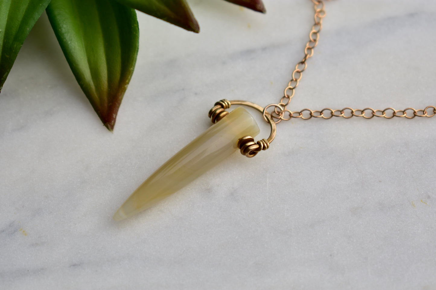 Hammered Hoops: Agate Point Necklaces