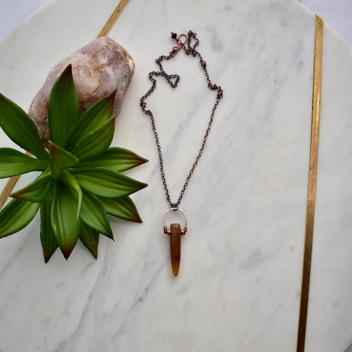 Hammered Hoops: Agate Point Necklaces
