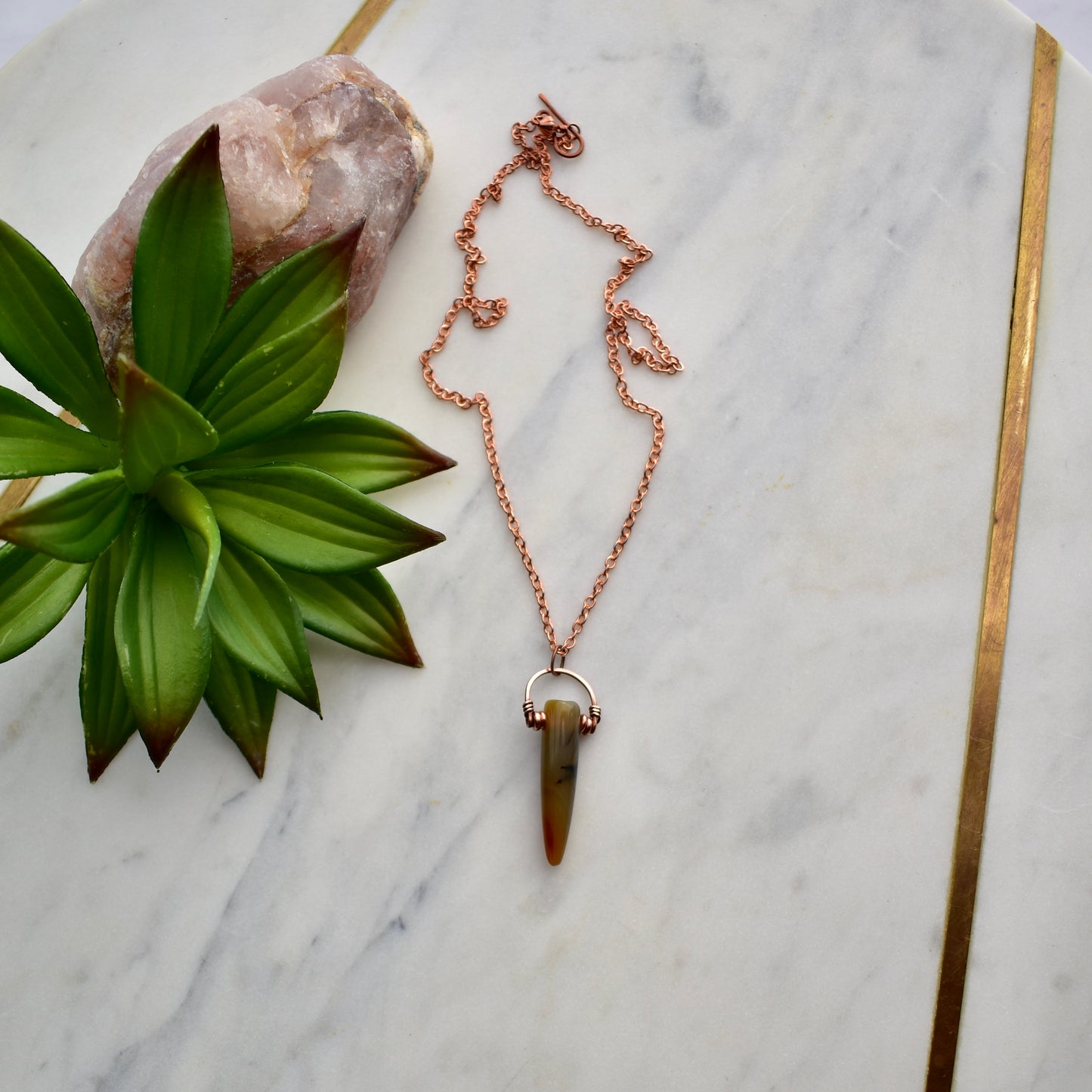 Hammered Hoops: Agate Point Necklaces