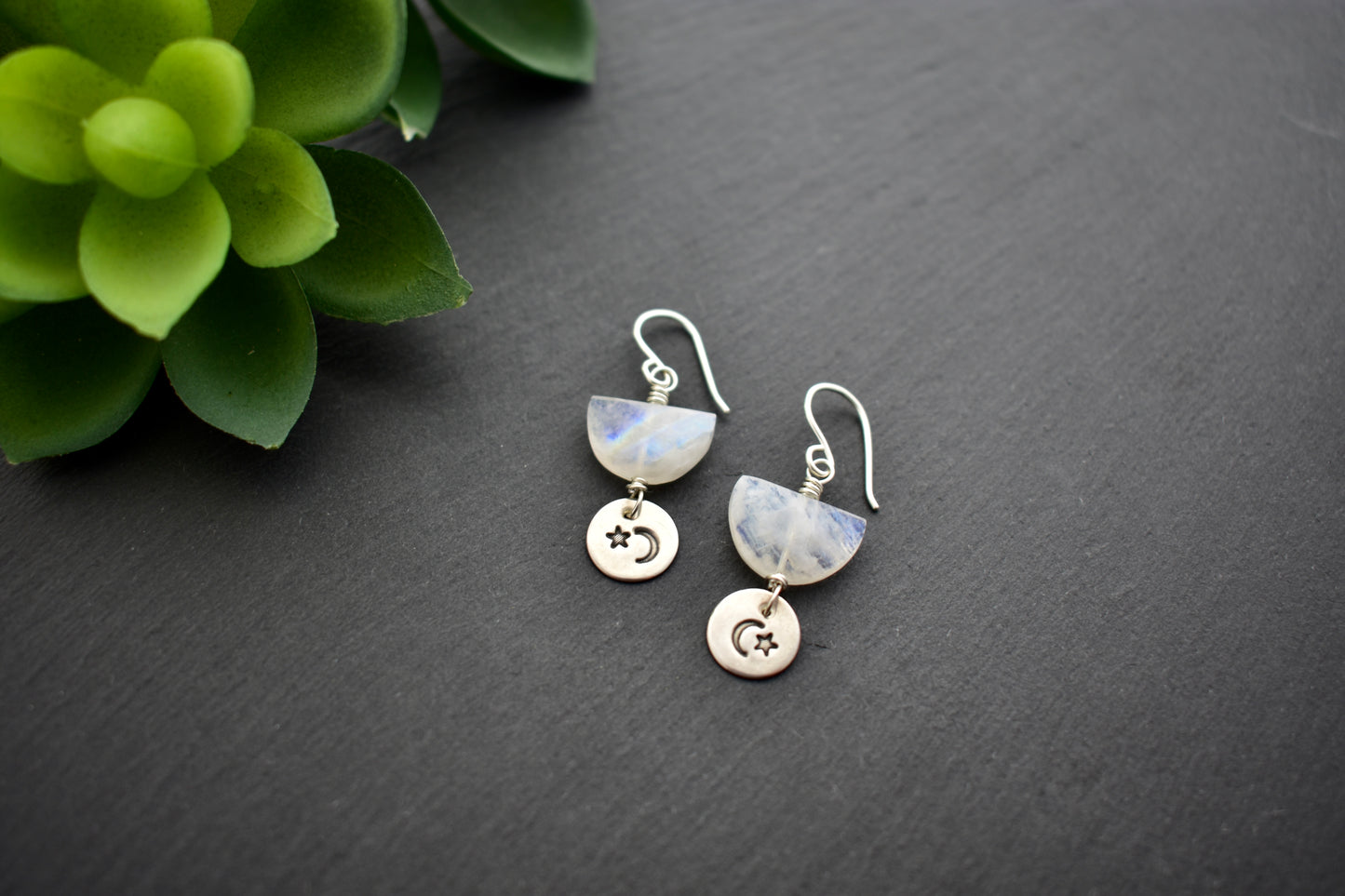 Silver Elements: Moonstone Earrings