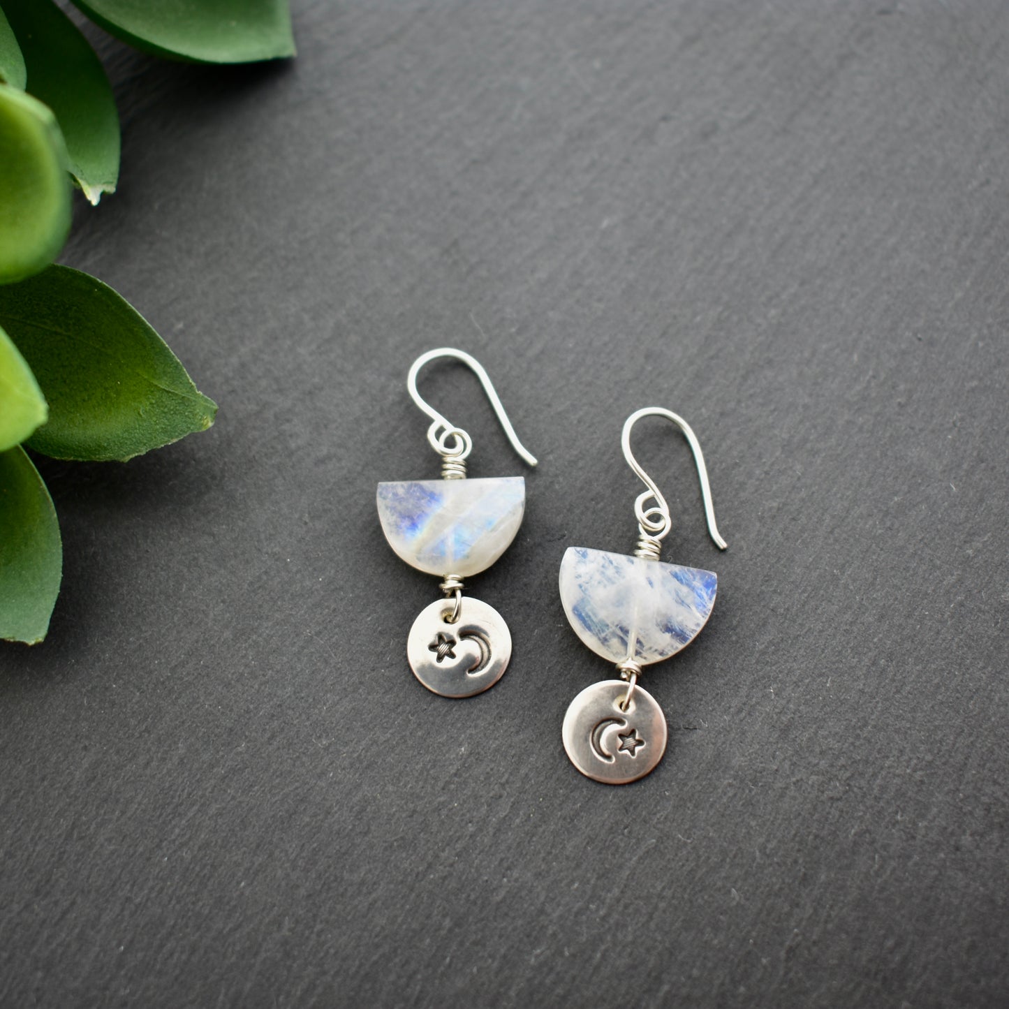 Silver Elements: Moonstone Earrings