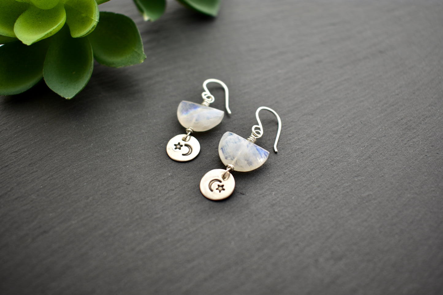 Silver Elements: Moonstone Earrings