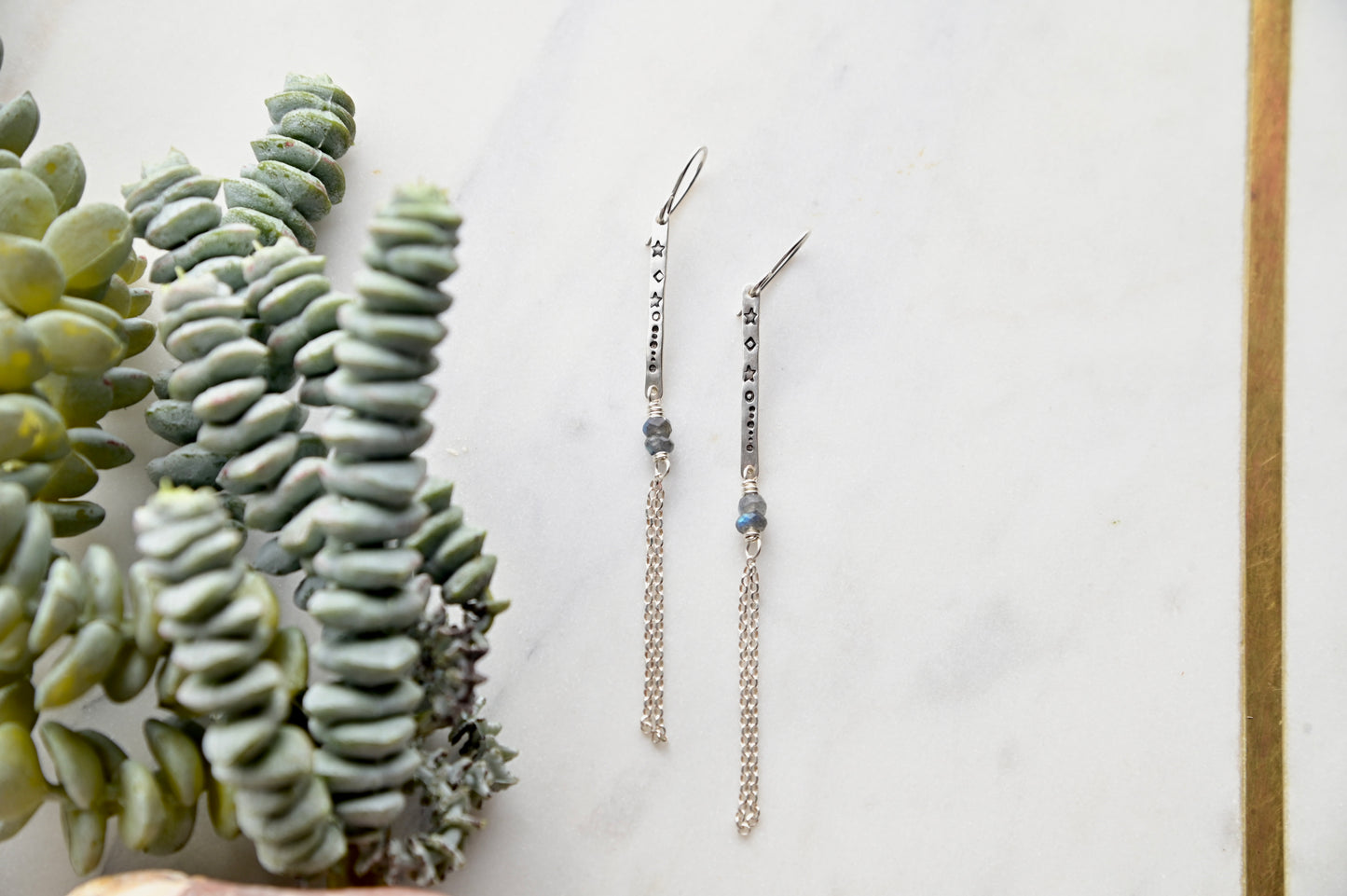 Sticks & Stones: Labradorite + Silver Earrings