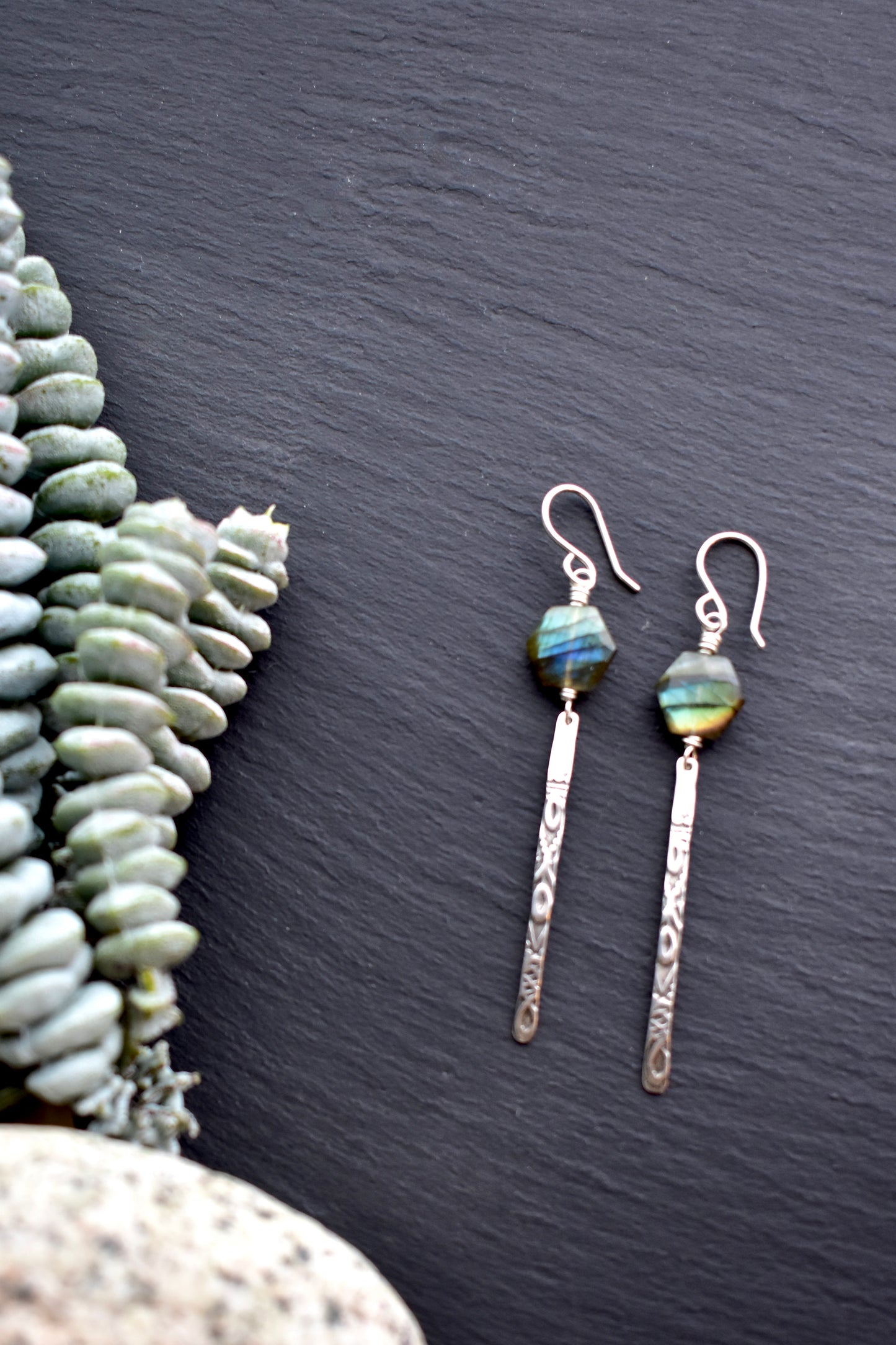 Sticks & Stones: Labradorite + Silver Earrings
