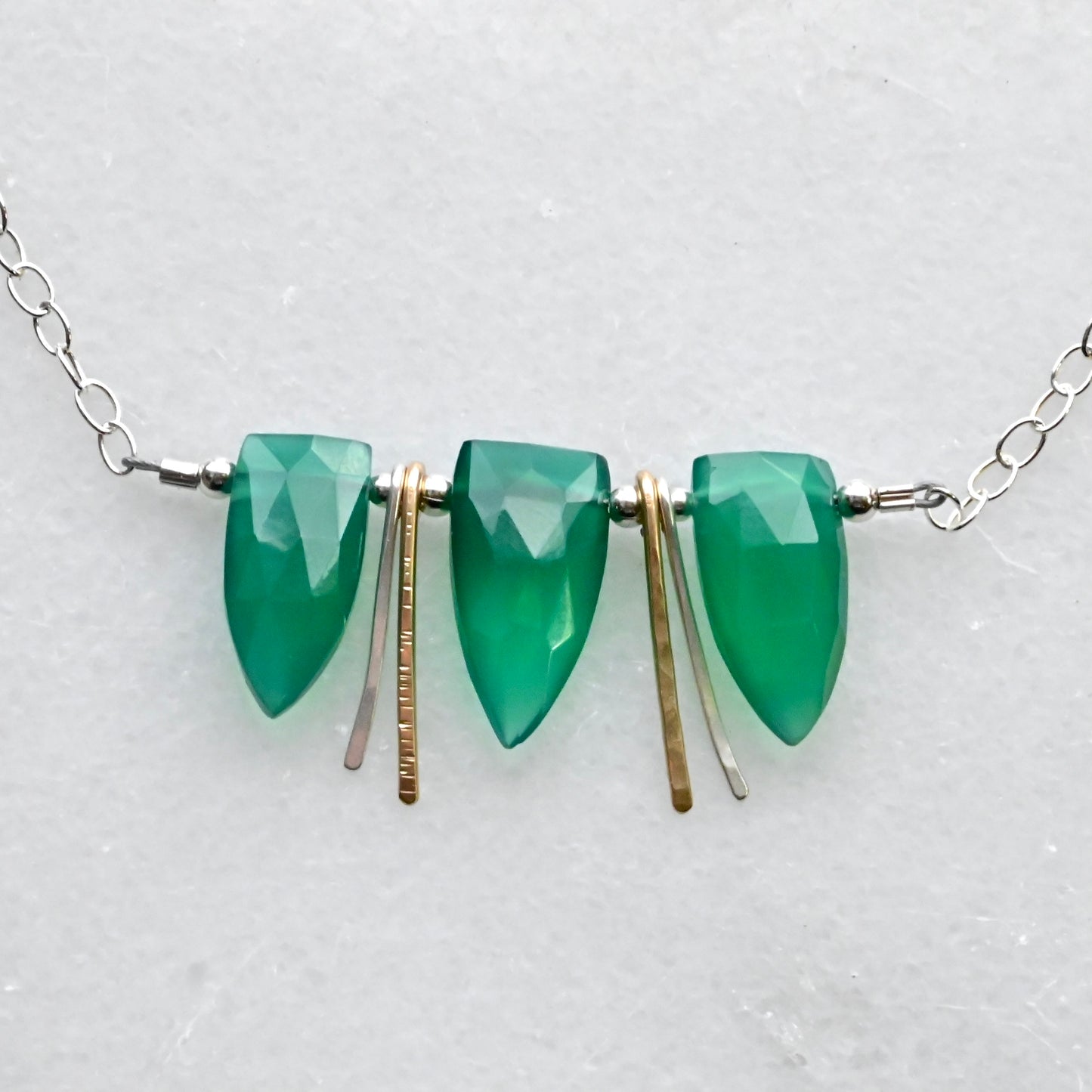 Sticks & Stones: Green Onyx + Mixed Metals Necklace