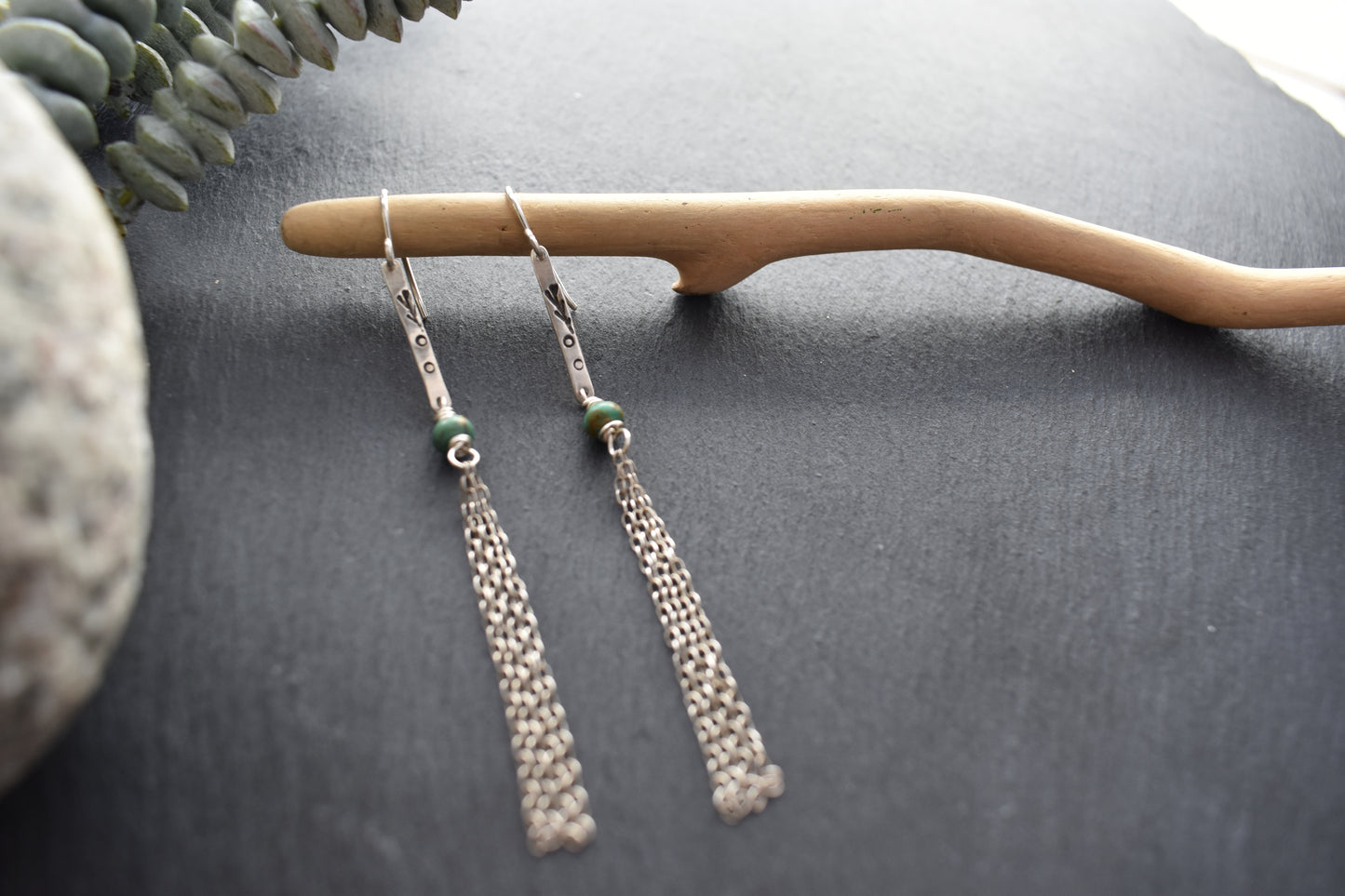 Sticks & Stones: Turquoise + Silver Earrings & Necklace