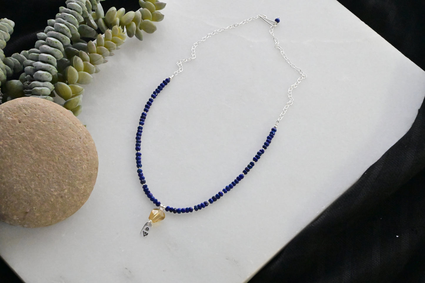 Silver Elements: Citrine + Lapis Lazuli Necklace