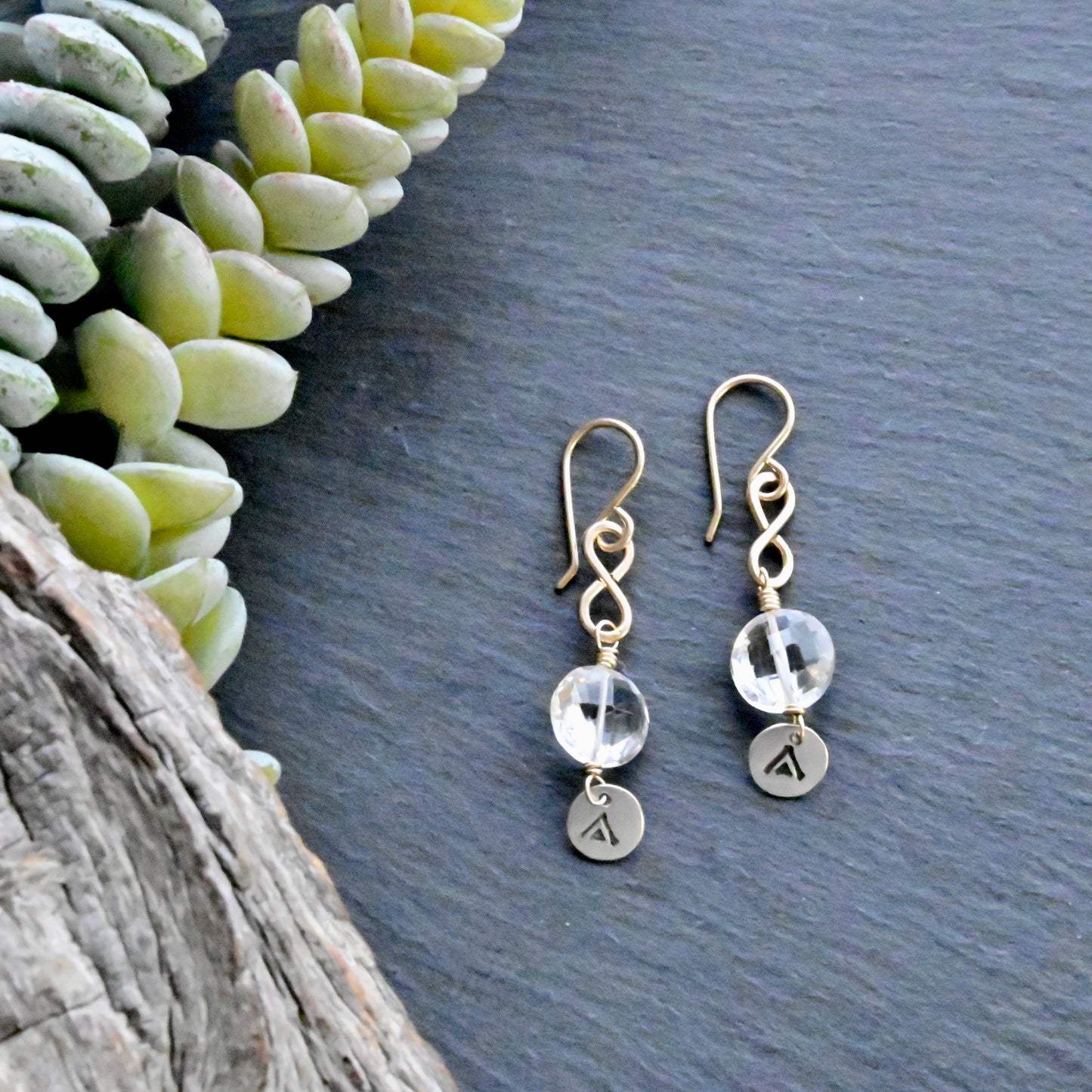 Silver Elements: Quartz Crystal + Mixed Metals Earrings