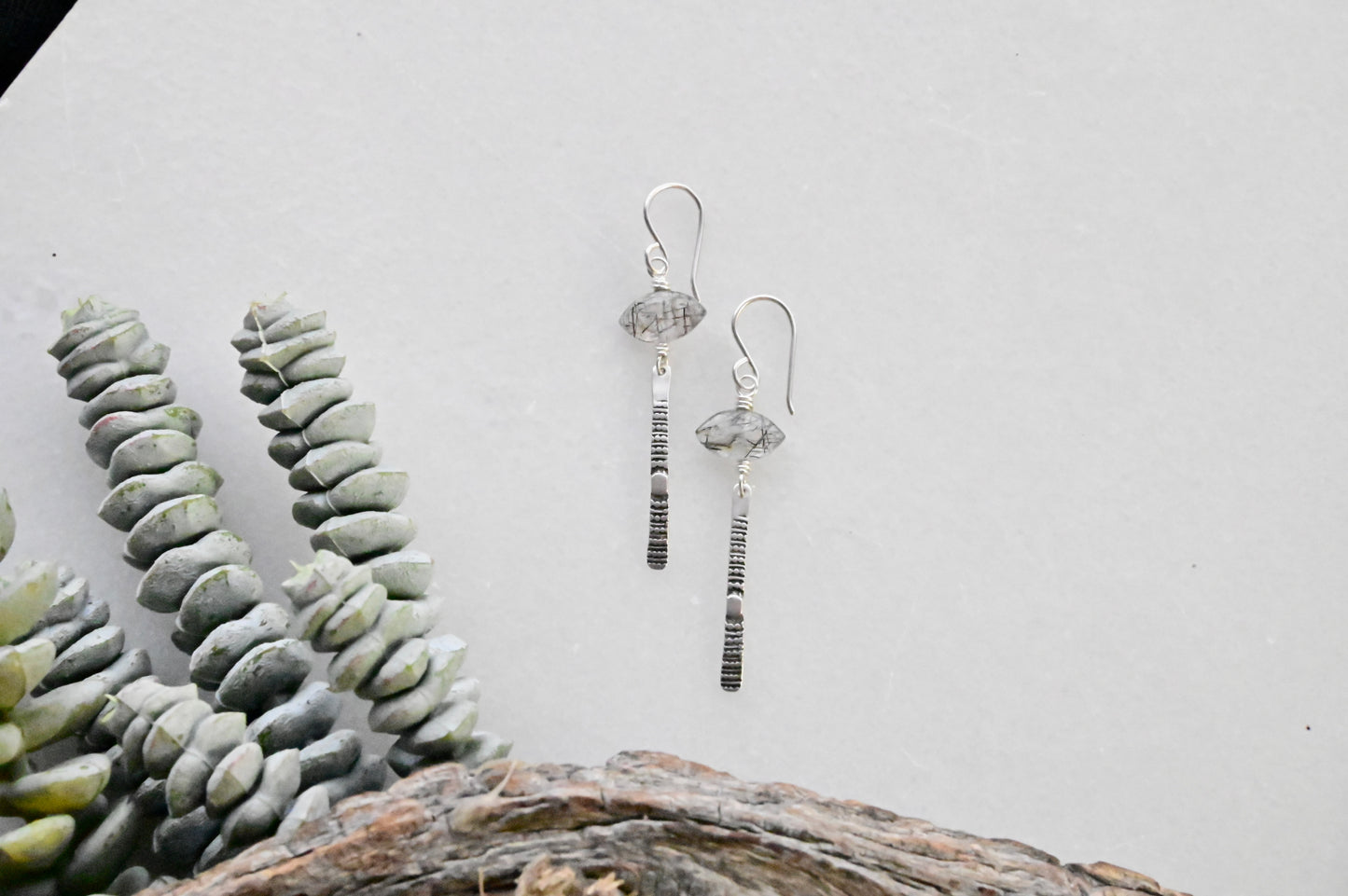 Sticks & Stones: Tourmaline Quartz + Silver Earrings