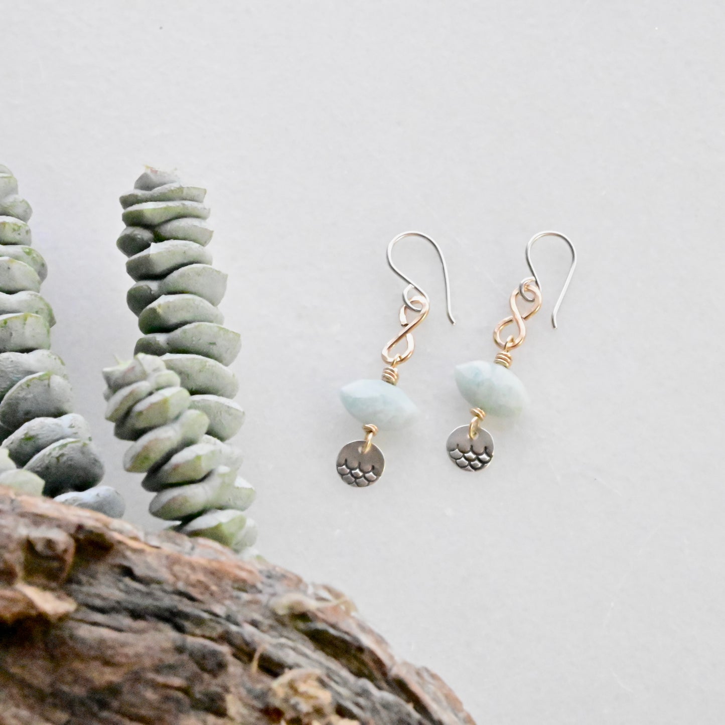 Silver Elements: Aquamarine + Mixed Metals Earrings