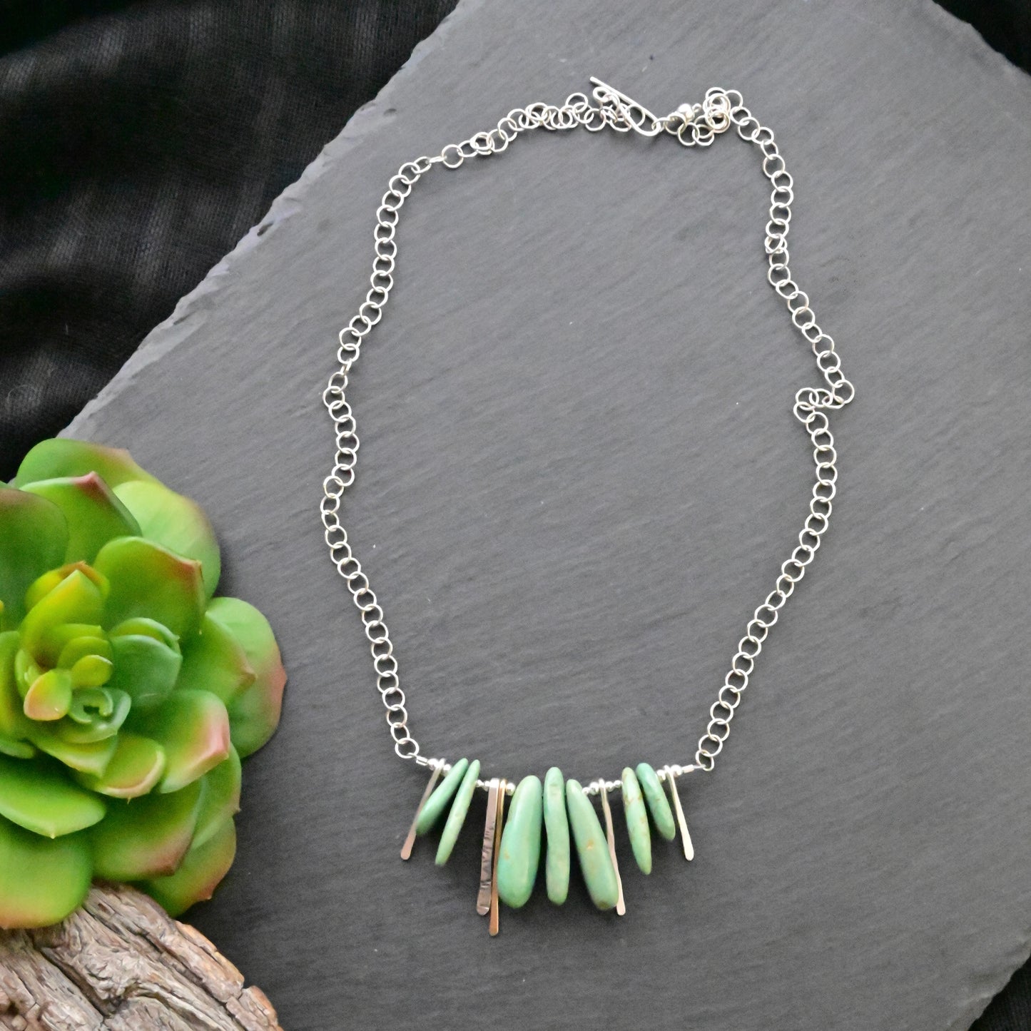 Sticks & Stones: Turquoise + Silver Necklace