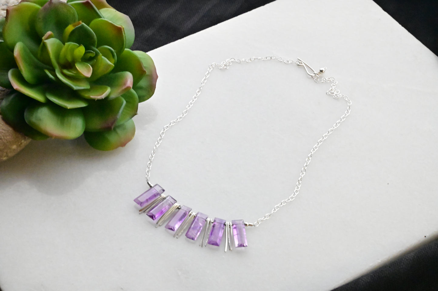 Sticks & Stones: Amethyst + Silver Necklace