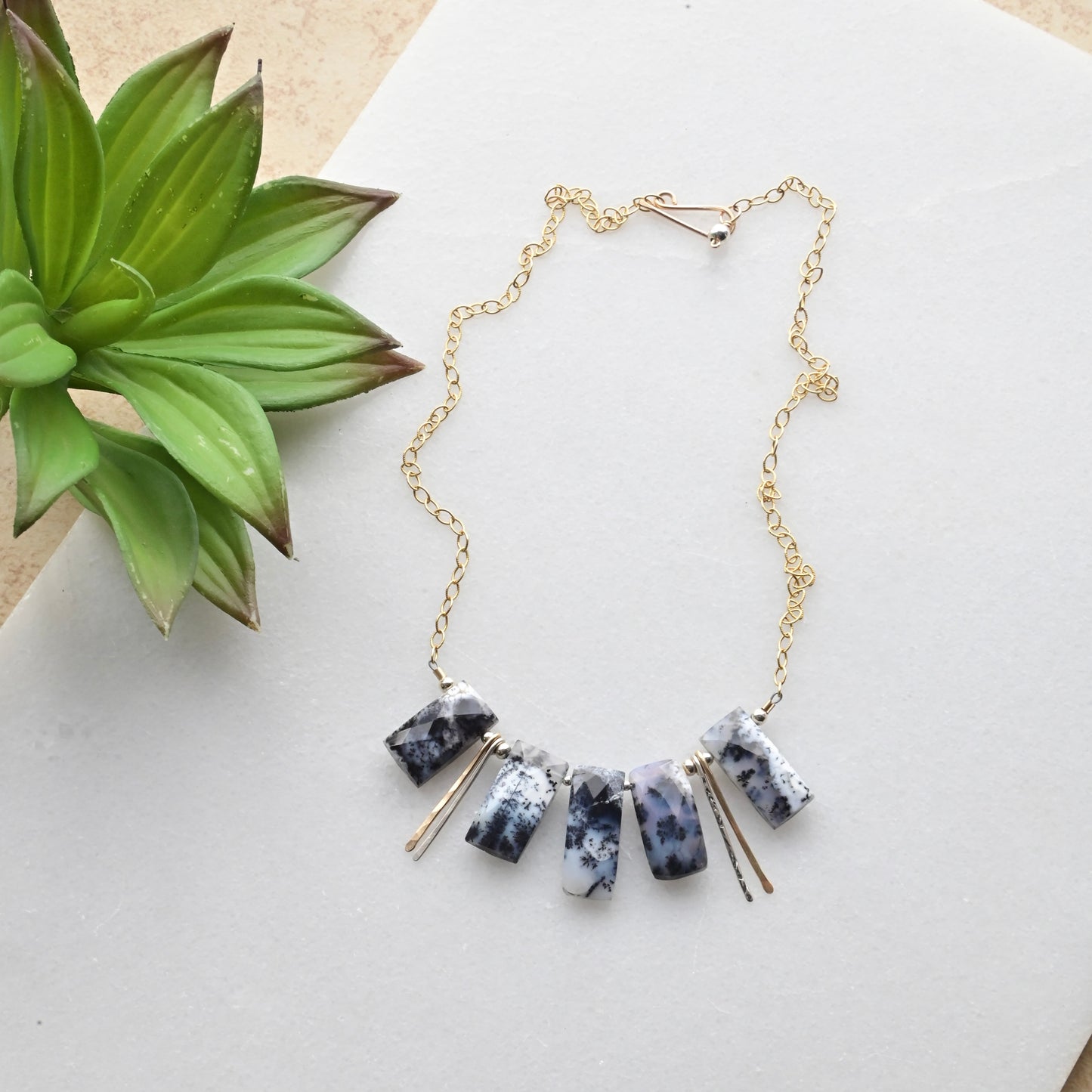 Sticks & Stones: Dendrite Opal + Mixed Metals Necklace