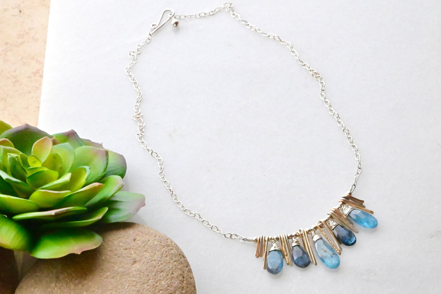 Sticks & Stones: Blue Kyanite + Mixed Metals Necklace