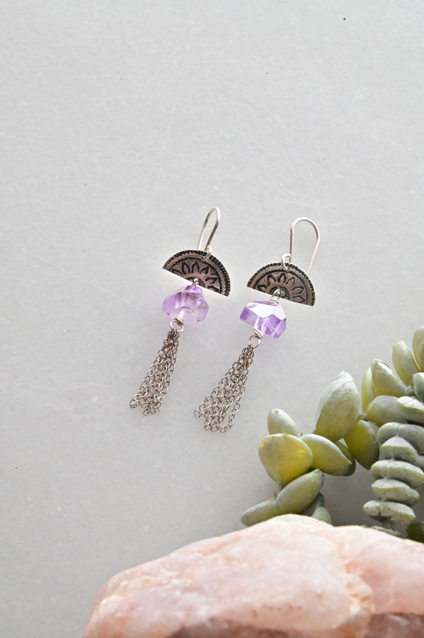 Silver Elements: Amethyst Earrings