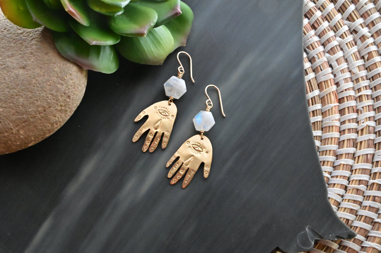 Gold Essentials: Moonstone Hand Earrings