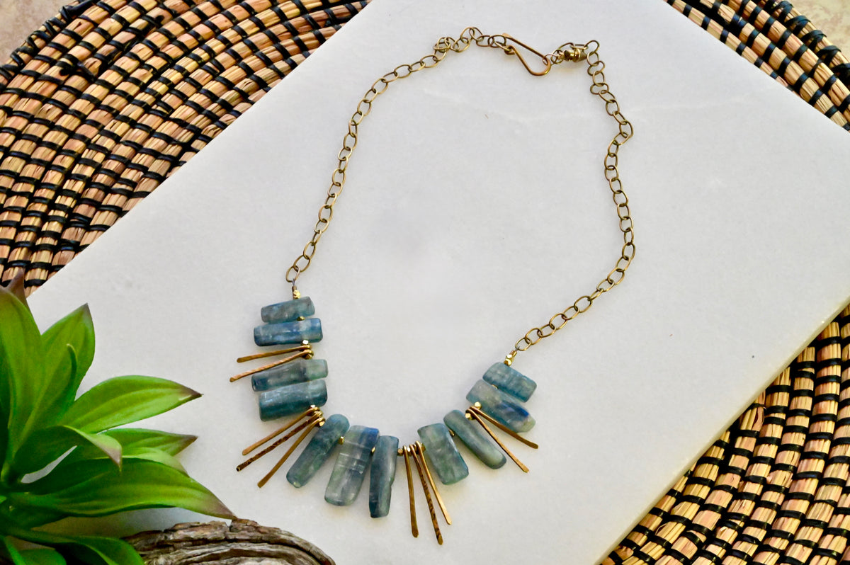 Sticks & Stones: Blue Kyanite + Brass Necklace