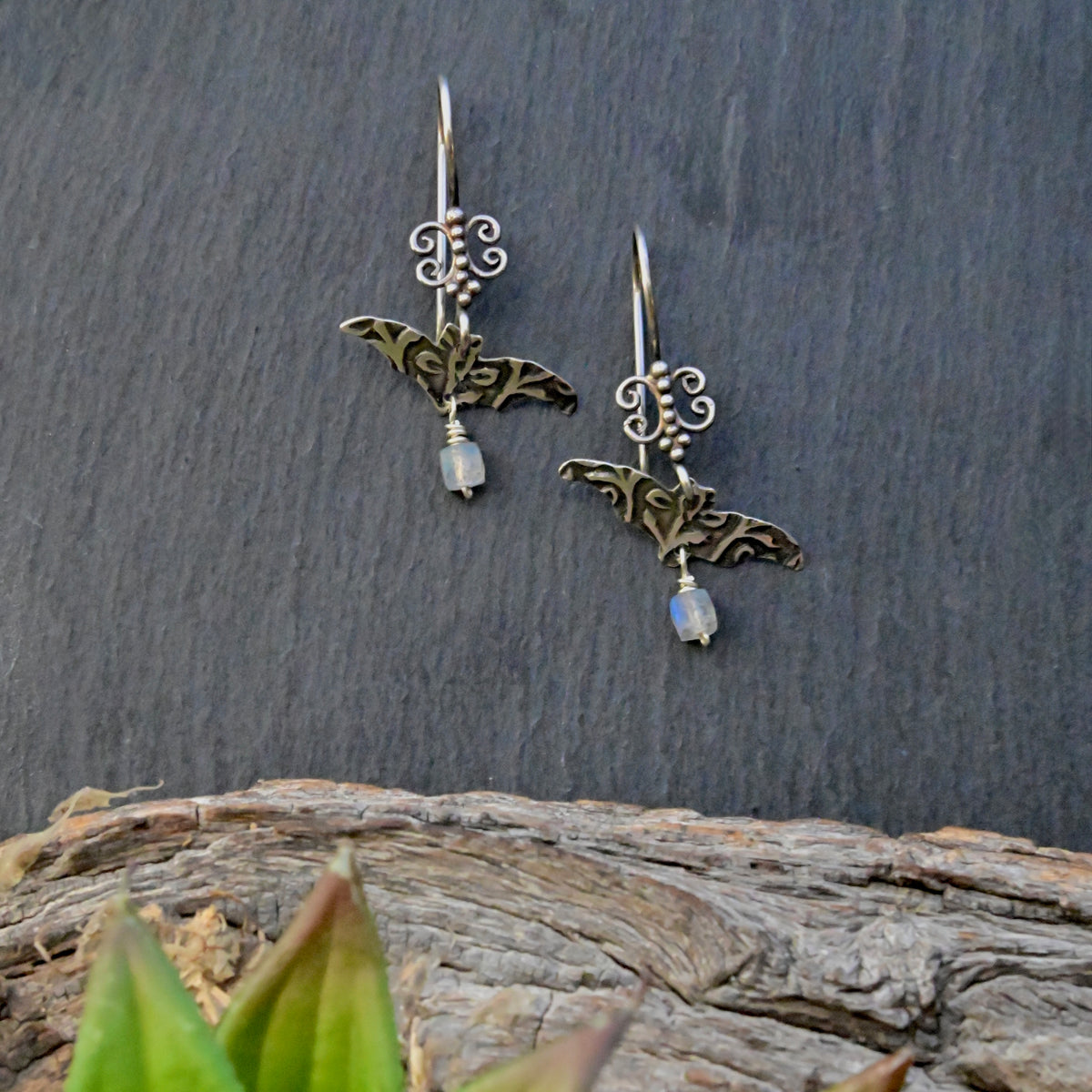 Silver Elements Bat Earrings