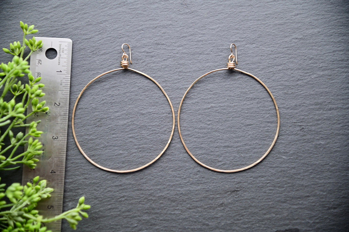 Hammered Hoops: XL "Power Hoops" in Siver + Gold