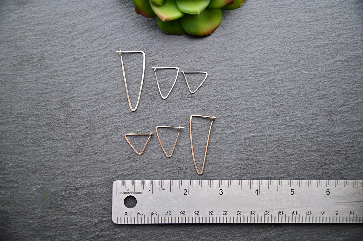 Hammered Hoops: Triangle Infinity Hoops in Gold or Silver