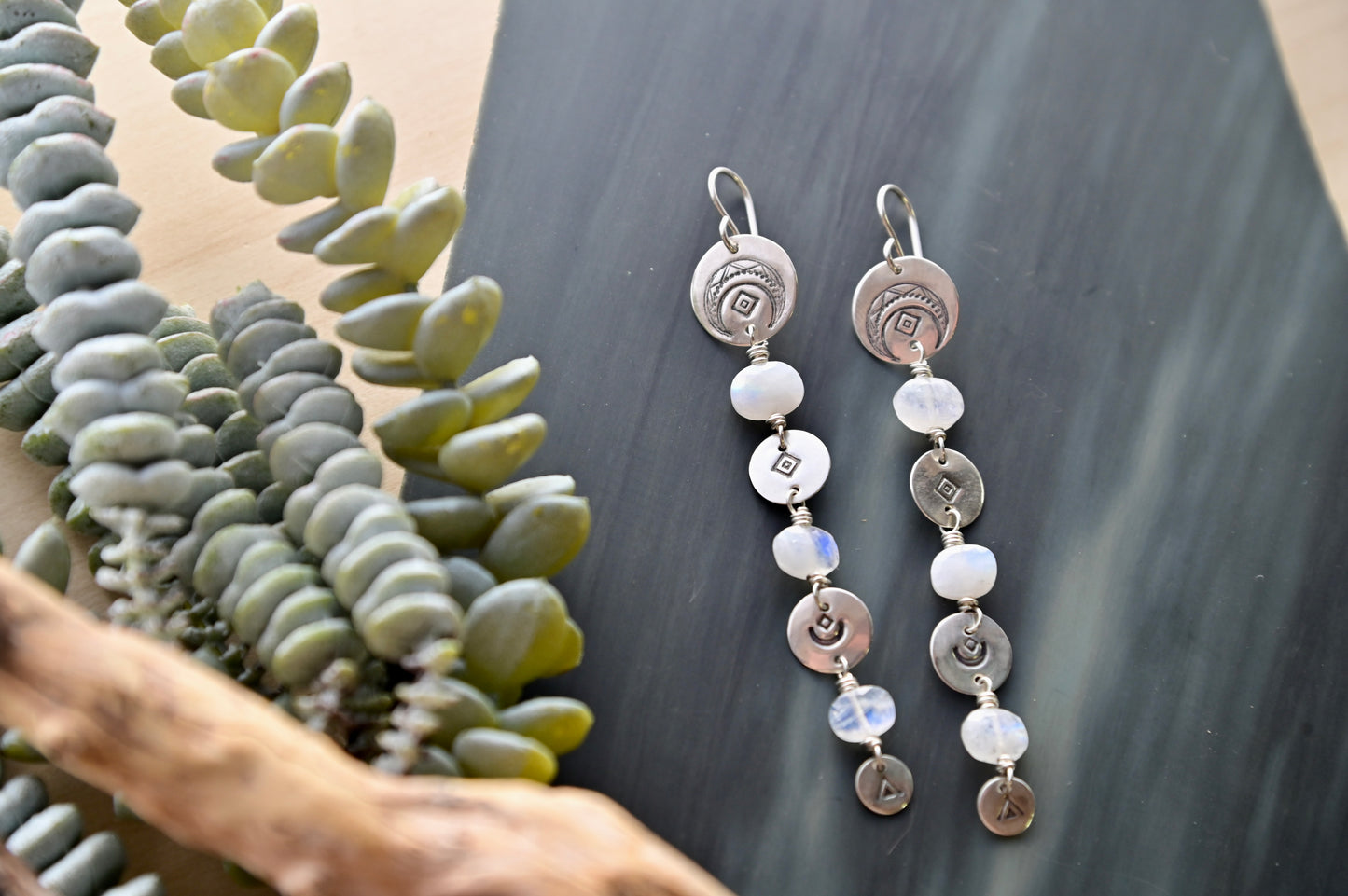 Silver Elements: Moonstone Earrings