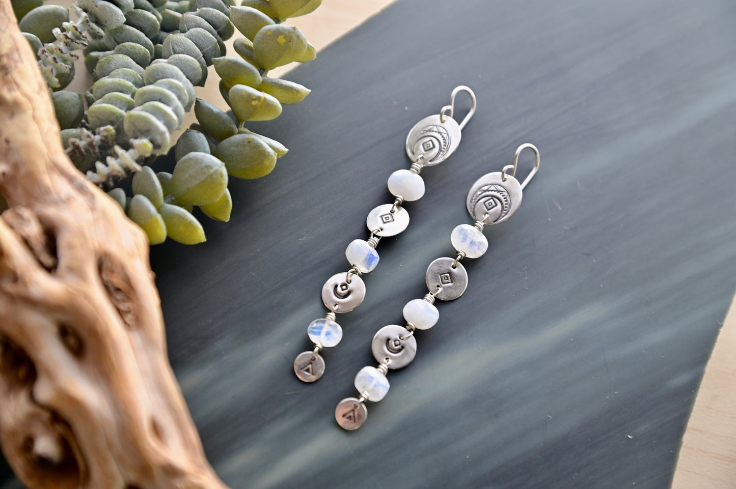 Silver Elements: Moonstone Earrings