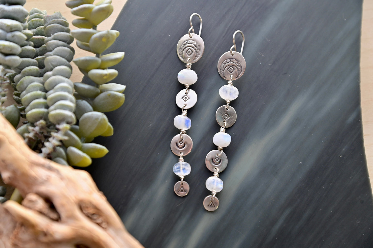 Silver Elements: Moonstone Earrings