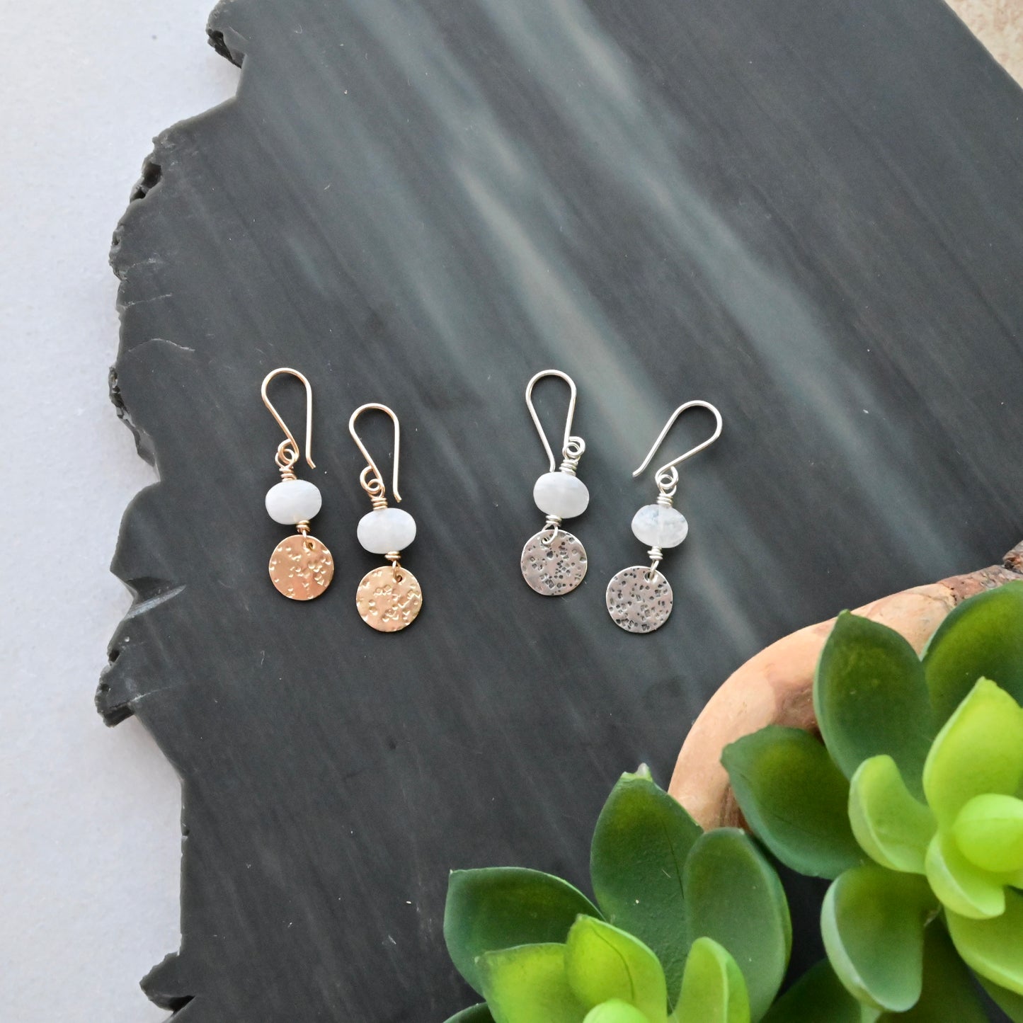 Mini Moon Gemstone Earrings