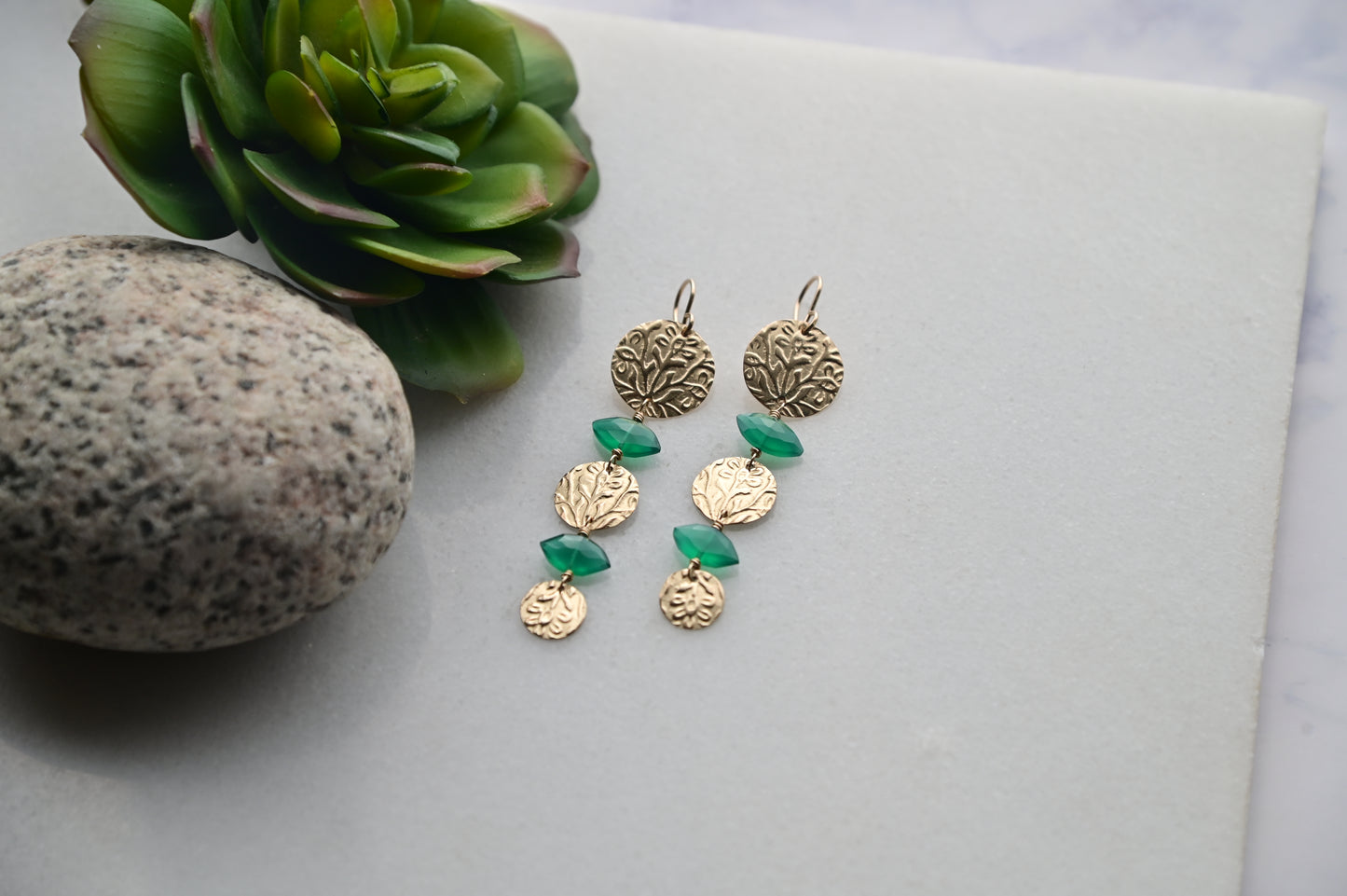 Gold Essentials: Green Onyx Earrings