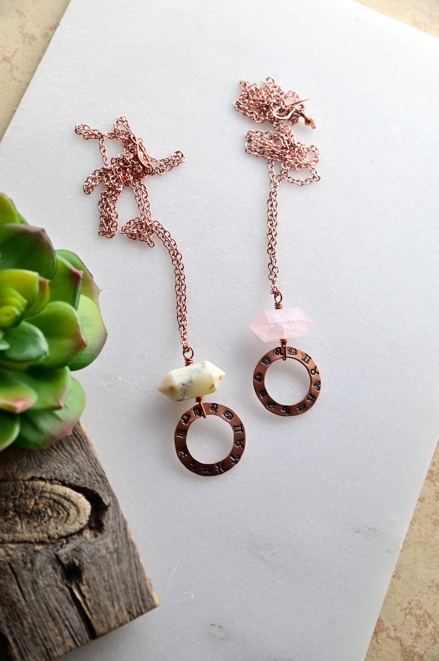 Astro Adornments: Gemstone + Copper Zodiac Necklace
