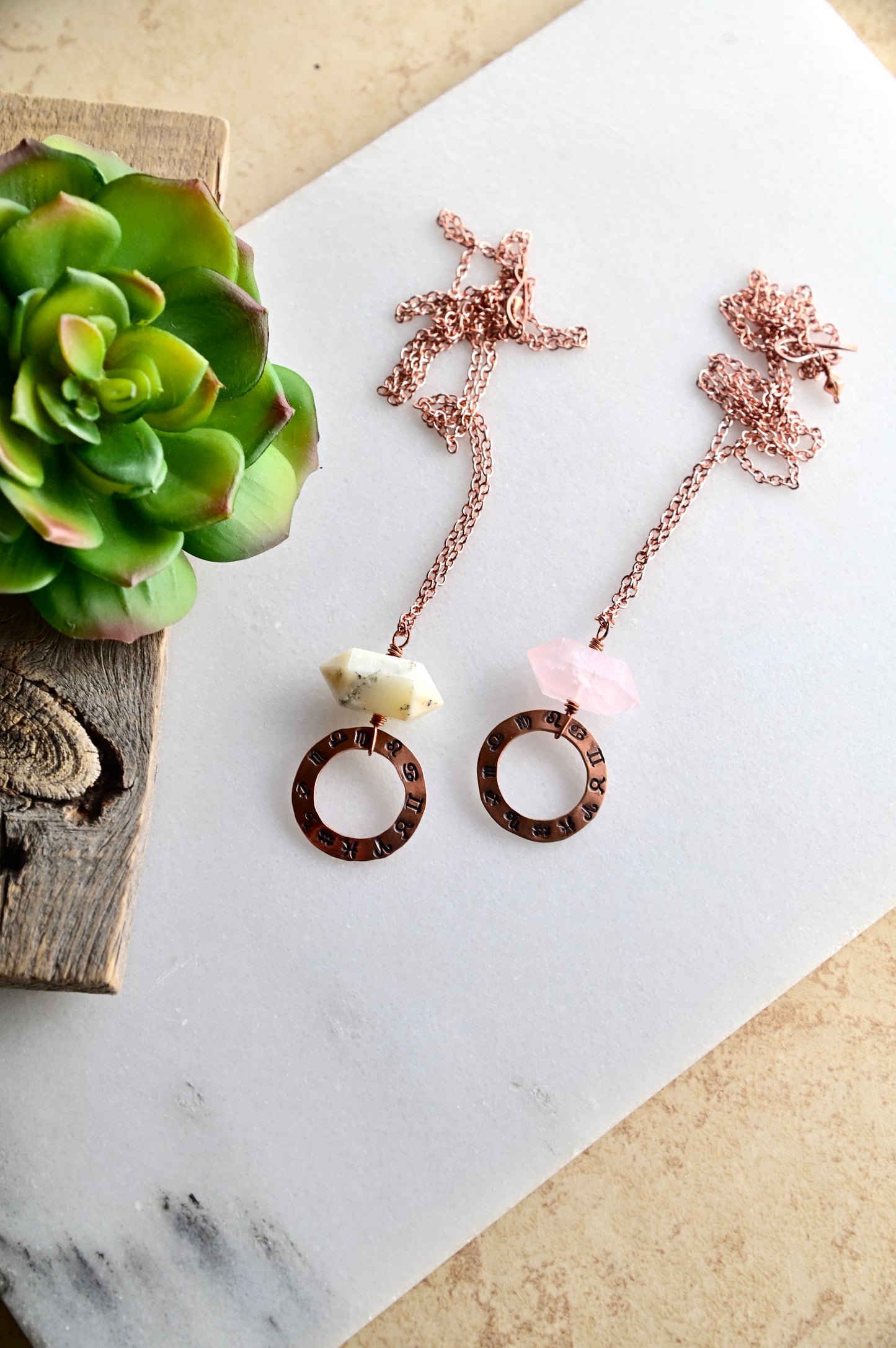 Astro Adornments: Gemstone + Copper Zodiac Necklace