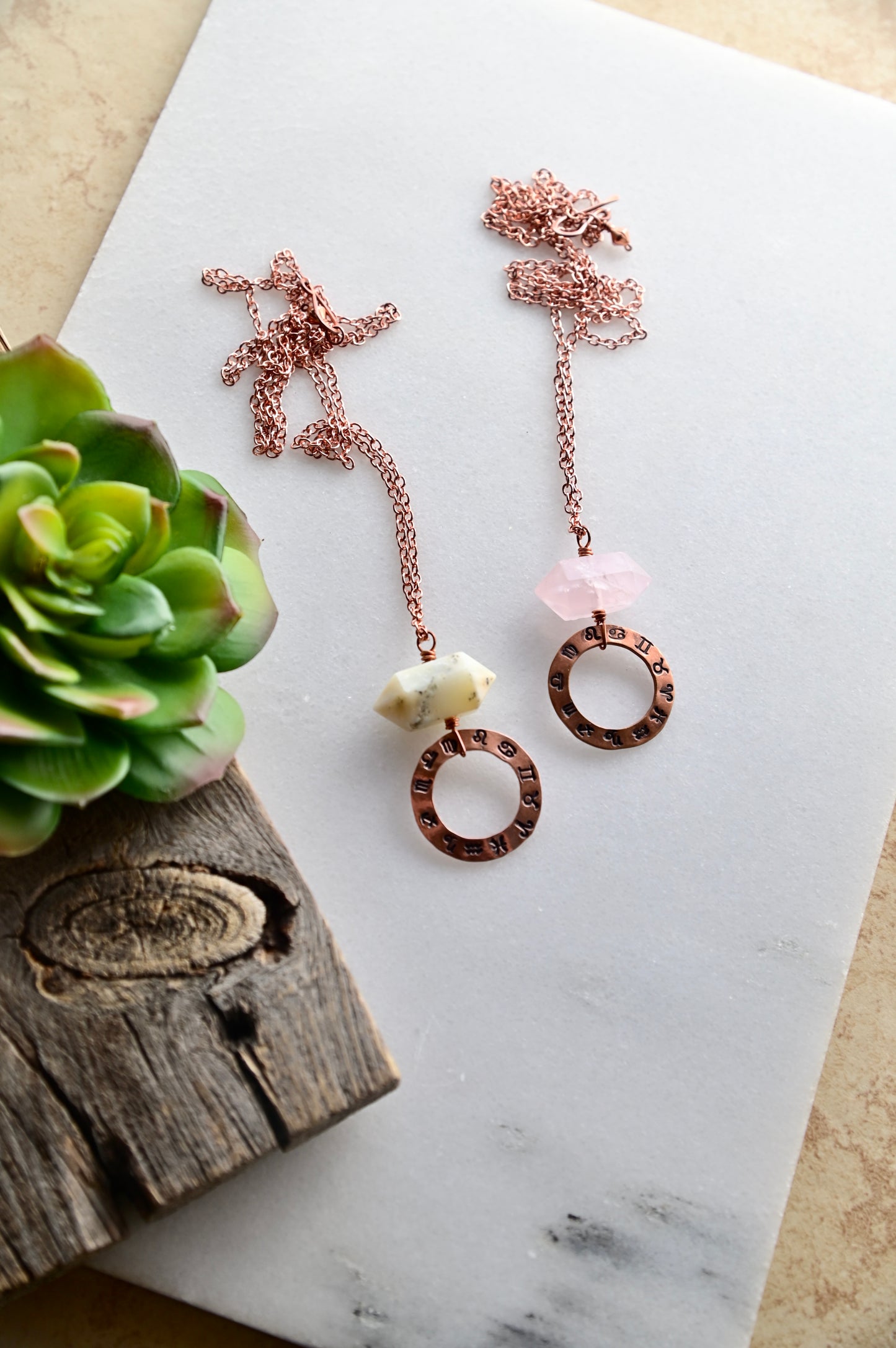 Astro Adornments: Gemstone + Copper Zodiac Necklace