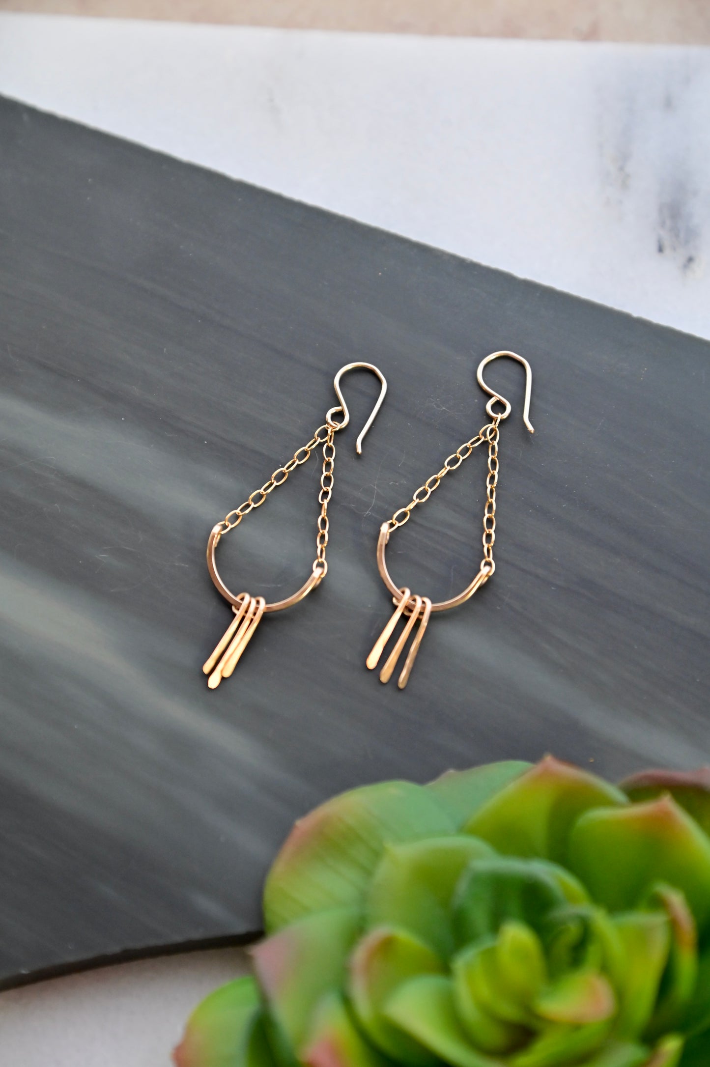 Hammered Hoops: Silver + Gold Fringe Hoop Earrings
