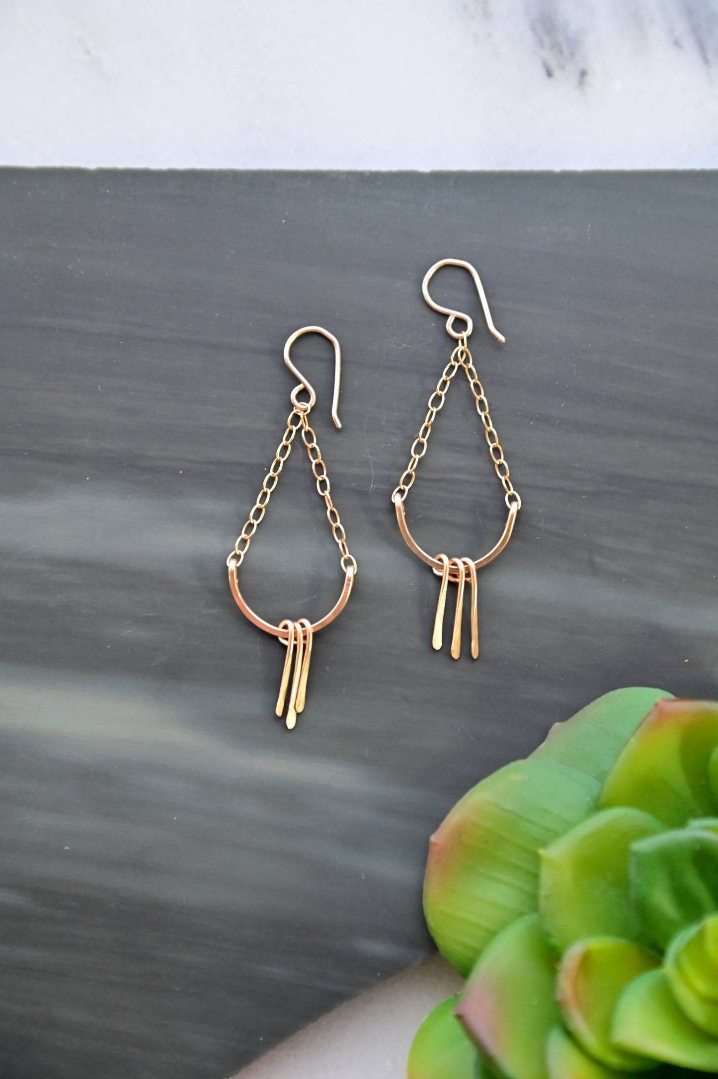 Hammered Hoops: Silver + Gold Fringe Hoop Earrings