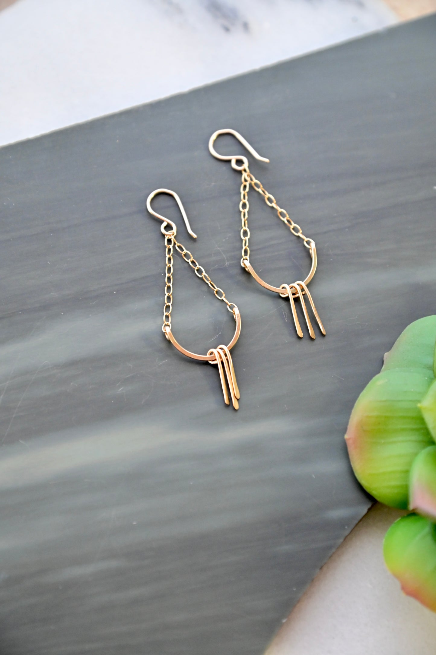 Hammered Hoops: Silver + Gold Fringe Hoop Earrings